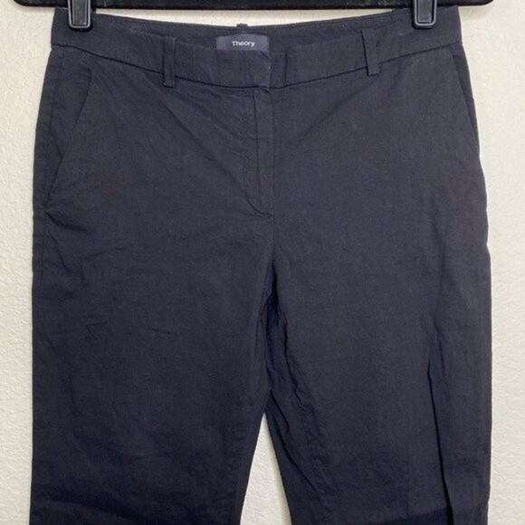 Theory Tailor Eco Crunch Cropped Trousers in Black Size 0 - Picture 2 of 8